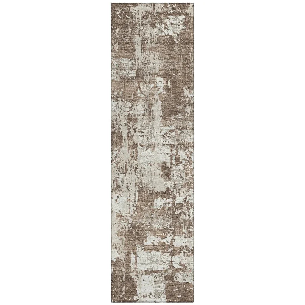 Caelan Brown Washable Indoor-Outdoor Rug-Outdoor Rugs-LOOMLAN Rugs-2'3" x 7'6"-LOOMLAN