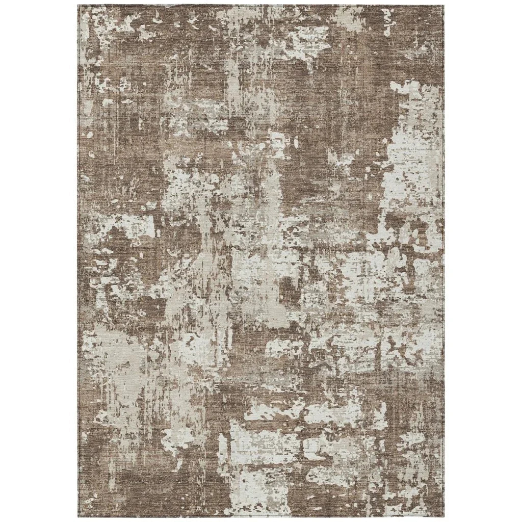 Caelan Brown Washable Indoor-Outdoor Rug-Outdoor Rugs-LOOMLAN Rugs-2'6" x 3'10"-LOOMLAN