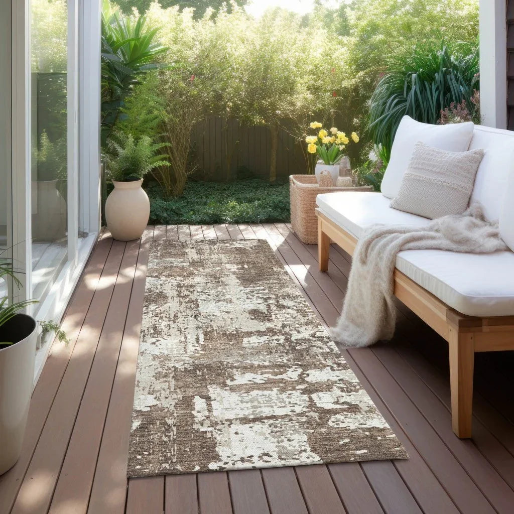 Caelan Brown Washable Indoor-Outdoor Rug-Outdoor Rugs-LOOMLAN Rugs-LOOMLAN