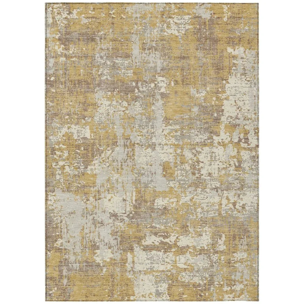 Caelan Gold Washable Indoor-Outdoor Rug-Outdoor Rugs-LOOMLAN Rugs-2'6" x 3'10"-LOOMLAN