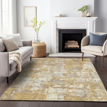 Caelan Gold Washable Indoor-Outdoor Rug-Outdoor Rugs-LOOMLAN Rugs-LOOMLAN