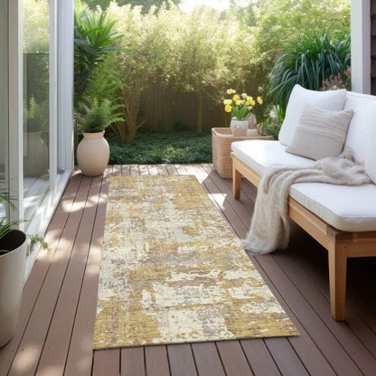 Caelan Gold Washable Indoor-Outdoor Rug-Outdoor Rugs-LOOMLAN Rugs-LOOMLAN