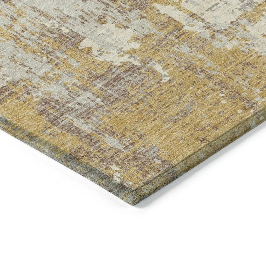 Caelan Gold Washable Indoor-Outdoor Rug-Outdoor Rugs-LOOMLAN Rugs-LOOMLAN