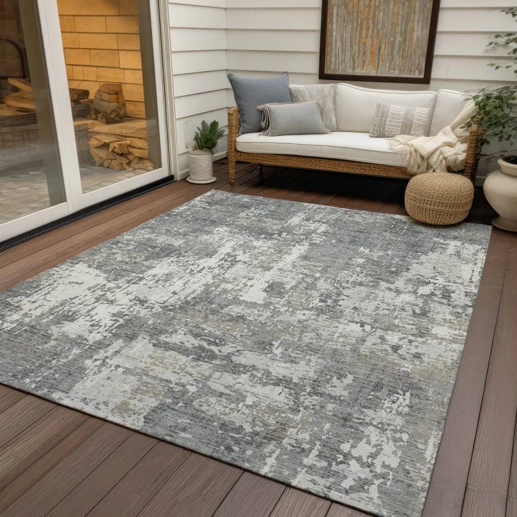Caelan Gray Washable Indoor-Outdoor Rug-Outdoor Rugs-LOOMLAN Rugs-LOOMLAN