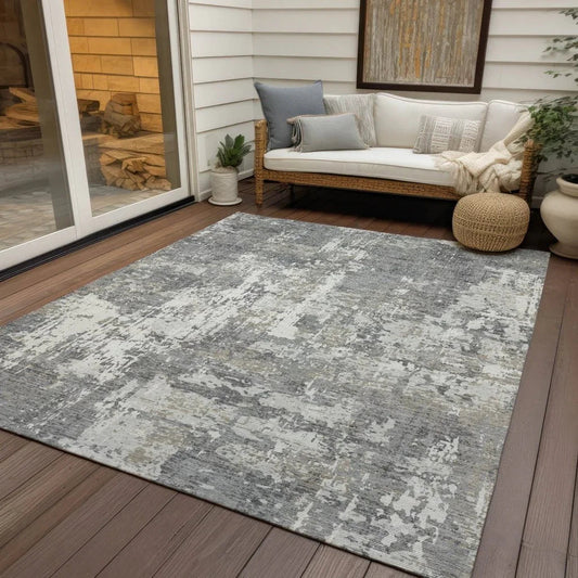 Caelan Gray Washable Indoor-Outdoor Rug-Outdoor Rugs-LOOMLAN Rugs-LOOMLAN