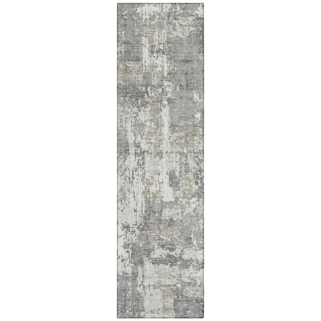 Caelan Gray Washable Indoor-Outdoor Rug-Outdoor Rugs-LOOMLAN Rugs-2'3" x 7'6"-LOOMLAN