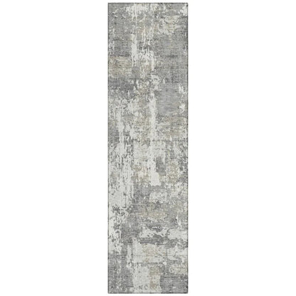 Caelan Gray Washable Indoor-Outdoor Rug-Outdoor Rugs-LOOMLAN Rugs-2'3" x 7'6"-LOOMLAN