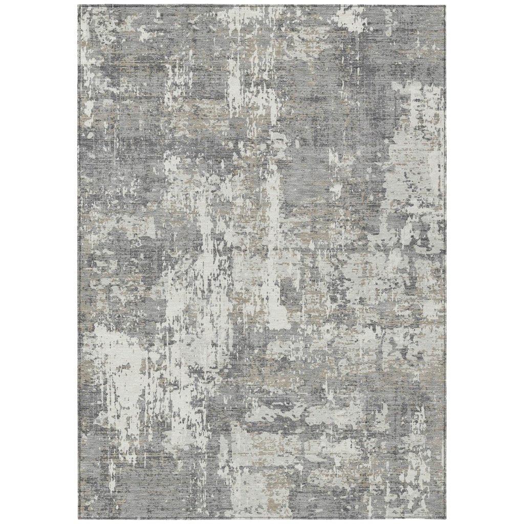 Caelan Gray Washable Indoor-Outdoor Rug-Outdoor Rugs-LOOMLAN Rugs-2'6" x 3'10"-LOOMLAN