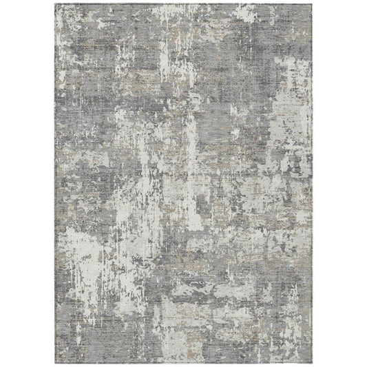Caelan Gray Washable Indoor-Outdoor Rug-Outdoor Rugs-LOOMLAN Rugs-2'6" x 3'10"-LOOMLAN