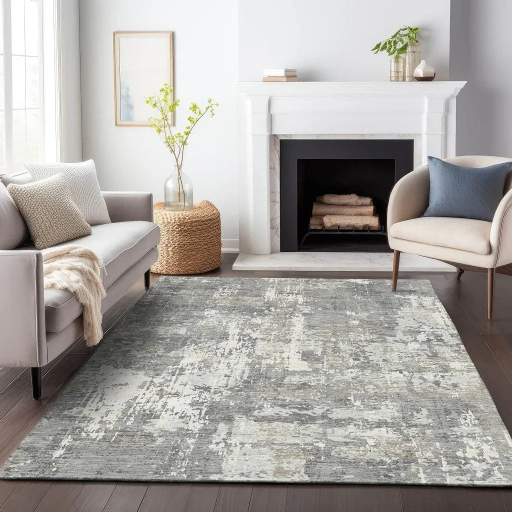 Caelan Gray Washable Indoor-Outdoor Rug-Outdoor Rugs-LOOMLAN Rugs-LOOMLAN
