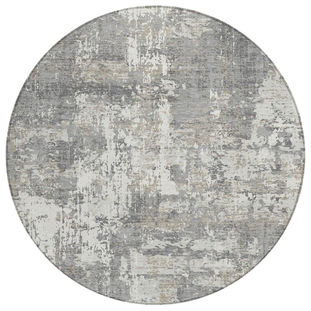 Caelan Gray Washable Indoor-Outdoor Rug-Outdoor Rugs-LOOMLAN Rugs-8' x 8'-LOOMLAN
