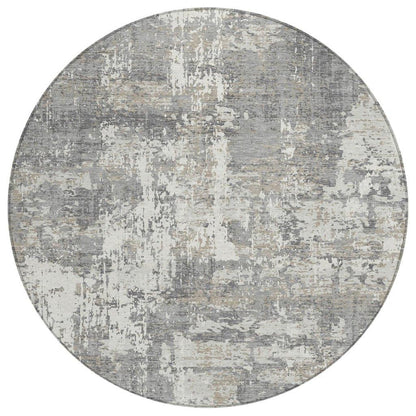 Caelan Gray Washable Indoor-Outdoor Rug-Outdoor Rugs-LOOMLAN Rugs-8' x 8'-LOOMLAN