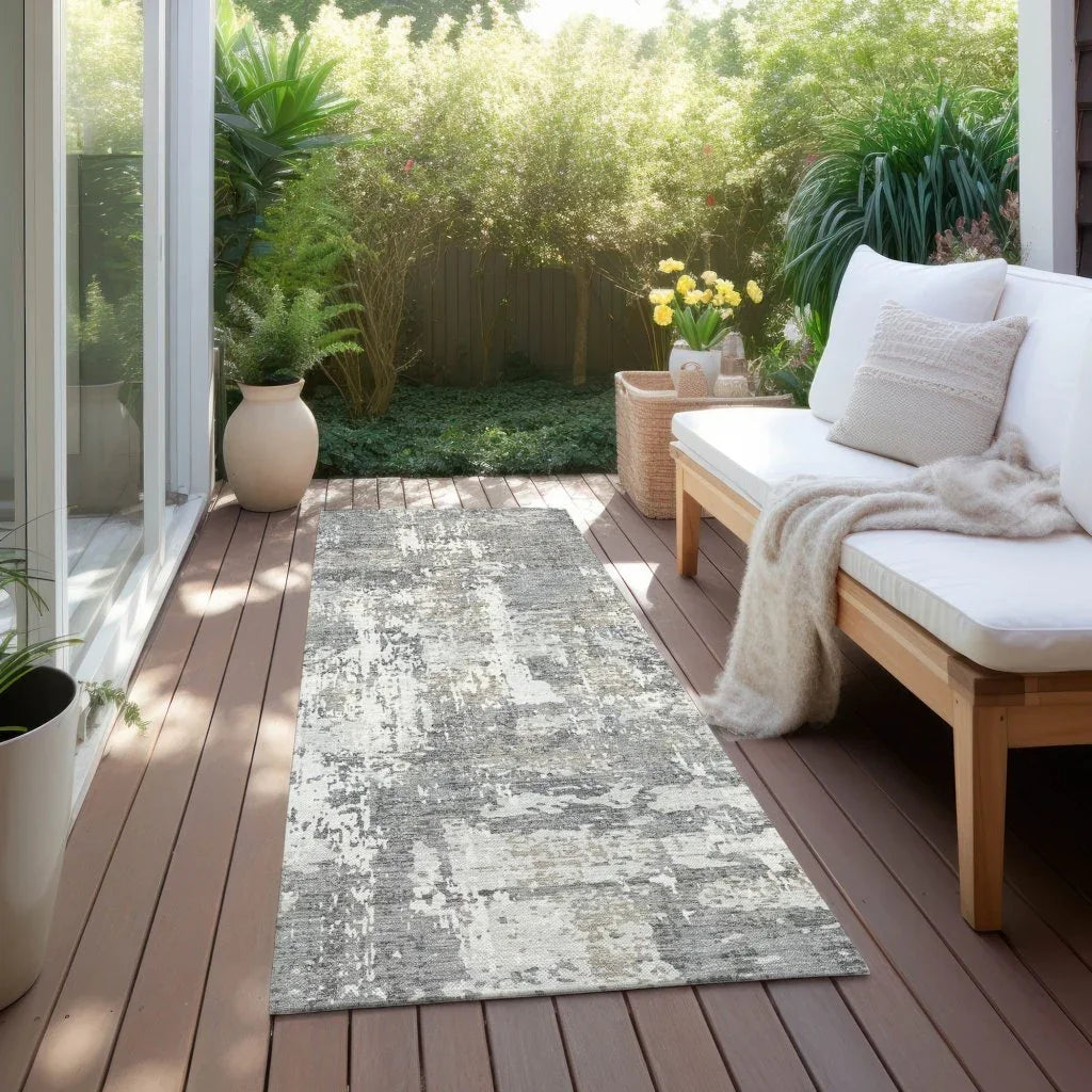 Caelan Gray Washable Indoor-Outdoor Rug-Outdoor Rugs-LOOMLAN Rugs-LOOMLAN