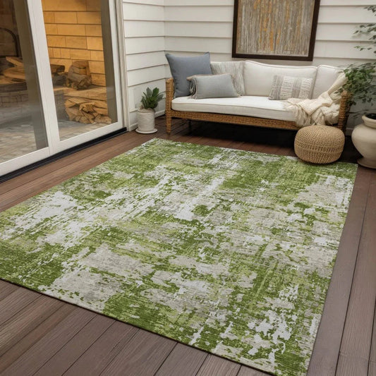 Caelan Green Washable Indoor-Outdoor Rug-Outdoor Rugs-LOOMLAN Rugs-LOOMLAN