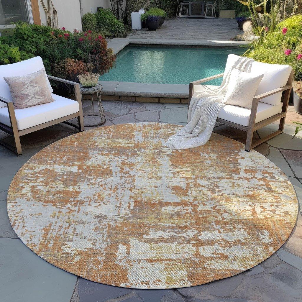 Caelan Orange Washable Indoor-Outdoor Rug-Outdoor Rugs-LOOMLAN Rugs-LOOMLAN