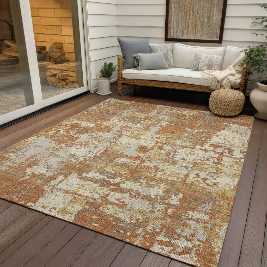Caelan Orange Washable Indoor-Outdoor Rug-Outdoor Rugs-LOOMLAN Rugs-LOOMLAN