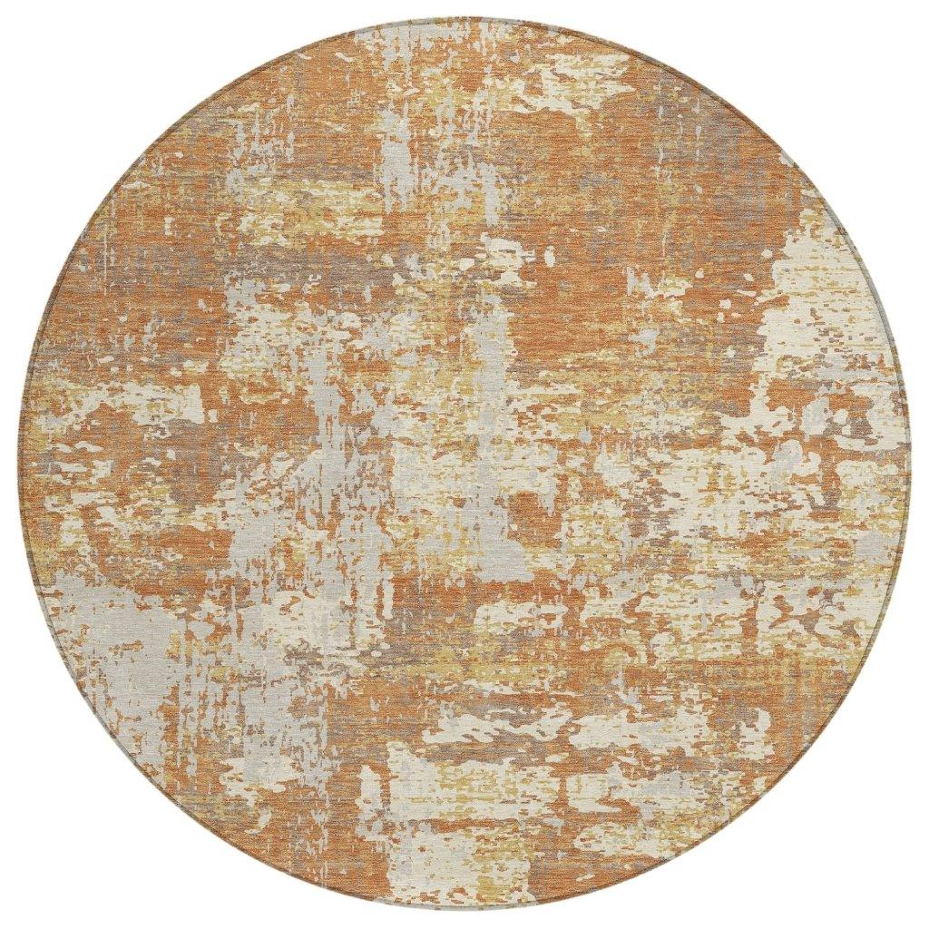 Caelan Orange Washable Indoor-Outdoor Rug-Outdoor Rugs-LOOMLAN Rugs-8' x 8'-LOOMLAN