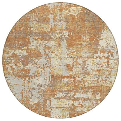 Caelan Orange Washable Indoor-Outdoor Rug-Outdoor Rugs-LOOMLAN Rugs-8' x 8'-LOOMLAN