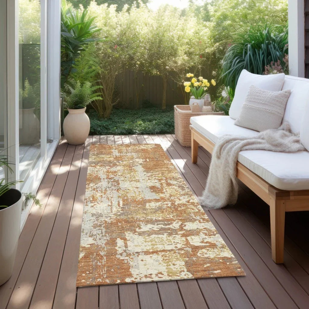Caelan Orange Washable Indoor-Outdoor Rug-Outdoor Rugs-LOOMLAN Rugs-LOOMLAN