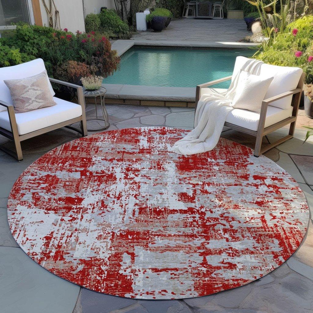 Caelan Red Washable Indoor-Outdoor Rug-Outdoor Rugs-LOOMLAN Rugs-LOOMLAN
