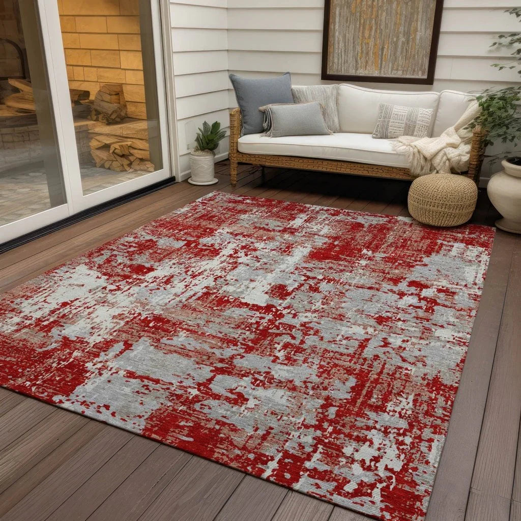 Caelan Red Washable Indoor-Outdoor Rug-Outdoor Rugs-LOOMLAN Rugs-LOOMLAN