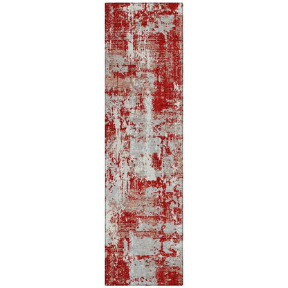 Caelan Red Washable Indoor-Outdoor Rug-Outdoor Rugs-LOOMLAN Rugs-2'3" x 7'6"-LOOMLAN