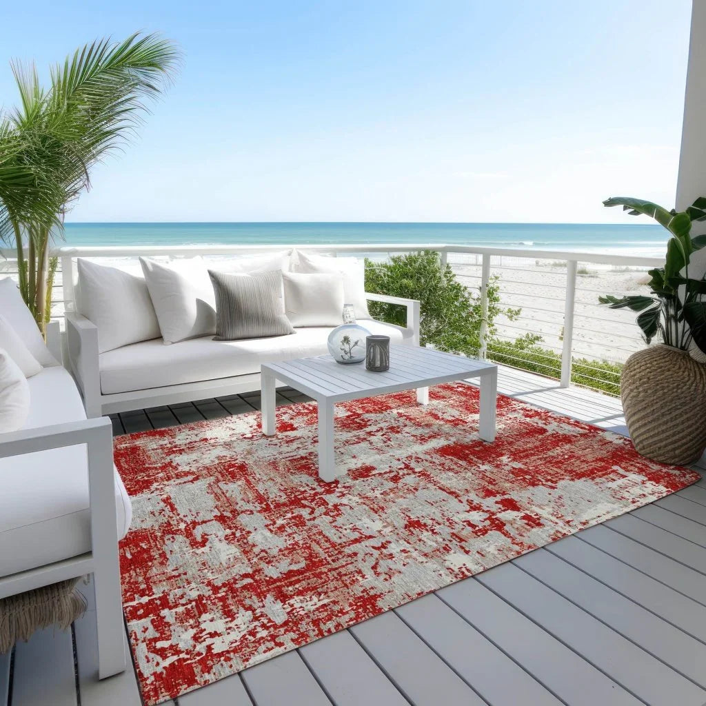 Caelan Red Washable Indoor-Outdoor Rug-Outdoor Rugs-LOOMLAN Rugs-LOOMLAN