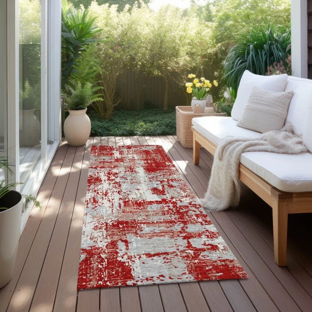 Caelan Red Washable Indoor-Outdoor Rug-Outdoor Rugs-LOOMLAN Rugs-LOOMLAN