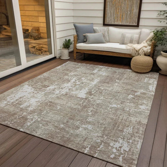 Caelan Taupe Washable Indoor-Outdoor Rug-Outdoor Rugs-LOOMLAN Rugs-LOOMLAN