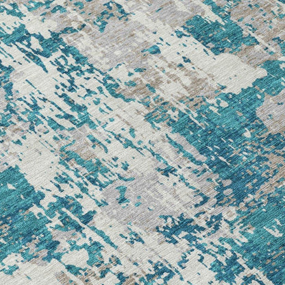 Caelan Teal Washable Indoor-Outdoor Rug-Outdoor Rugs-LOOMLAN Rugs-LOOMLAN