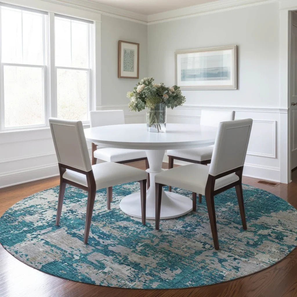 Caelan Teal Washable Indoor-Outdoor Rug-Outdoor Rugs-LOOMLAN Rugs-LOOMLAN