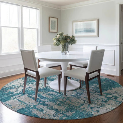 Caelan Teal Washable Indoor-Outdoor Rug-Outdoor Rugs-LOOMLAN Rugs-LOOMLAN