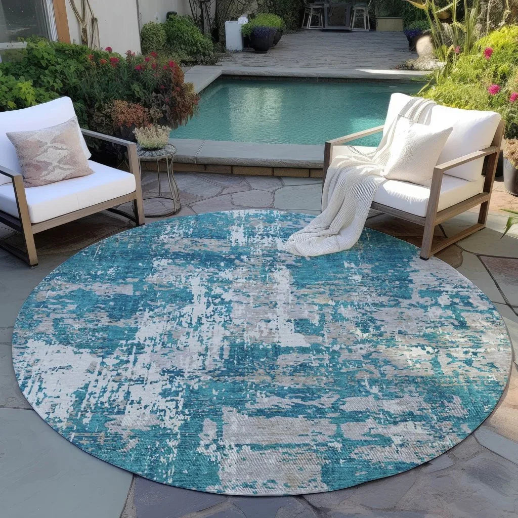 Caelan Teal Washable Indoor-Outdoor Rug-Outdoor Rugs-LOOMLAN Rugs-LOOMLAN