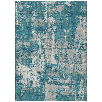 Caelan Teal Washable Indoor-Outdoor Rug-Outdoor Rugs-LOOMLAN Rugs-2'6" x 3'10"-LOOMLAN
