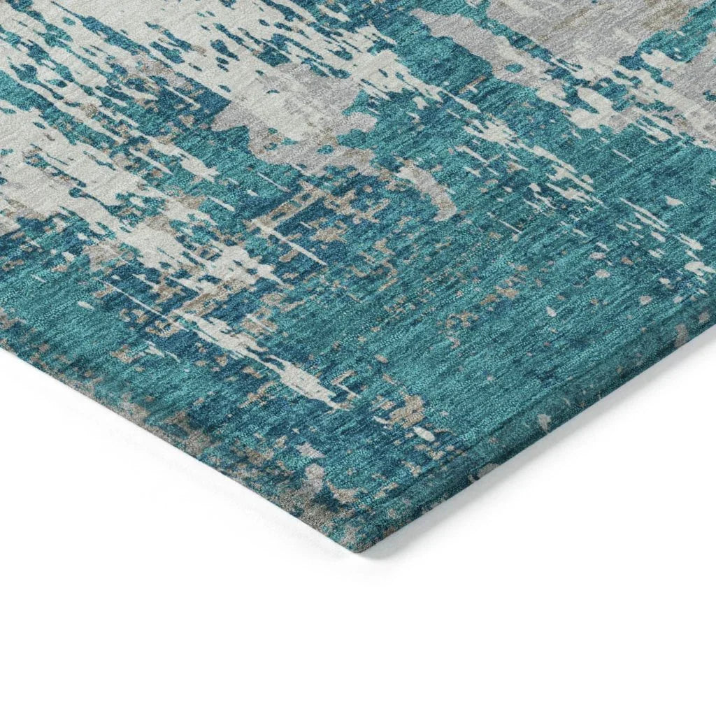 Caelan Teal Washable Indoor-Outdoor Rug-Outdoor Rugs-LOOMLAN Rugs-LOOMLAN
