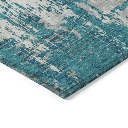 Caelan Teal Washable Indoor-Outdoor Rug-Outdoor Rugs-LOOMLAN Rugs-LOOMLAN