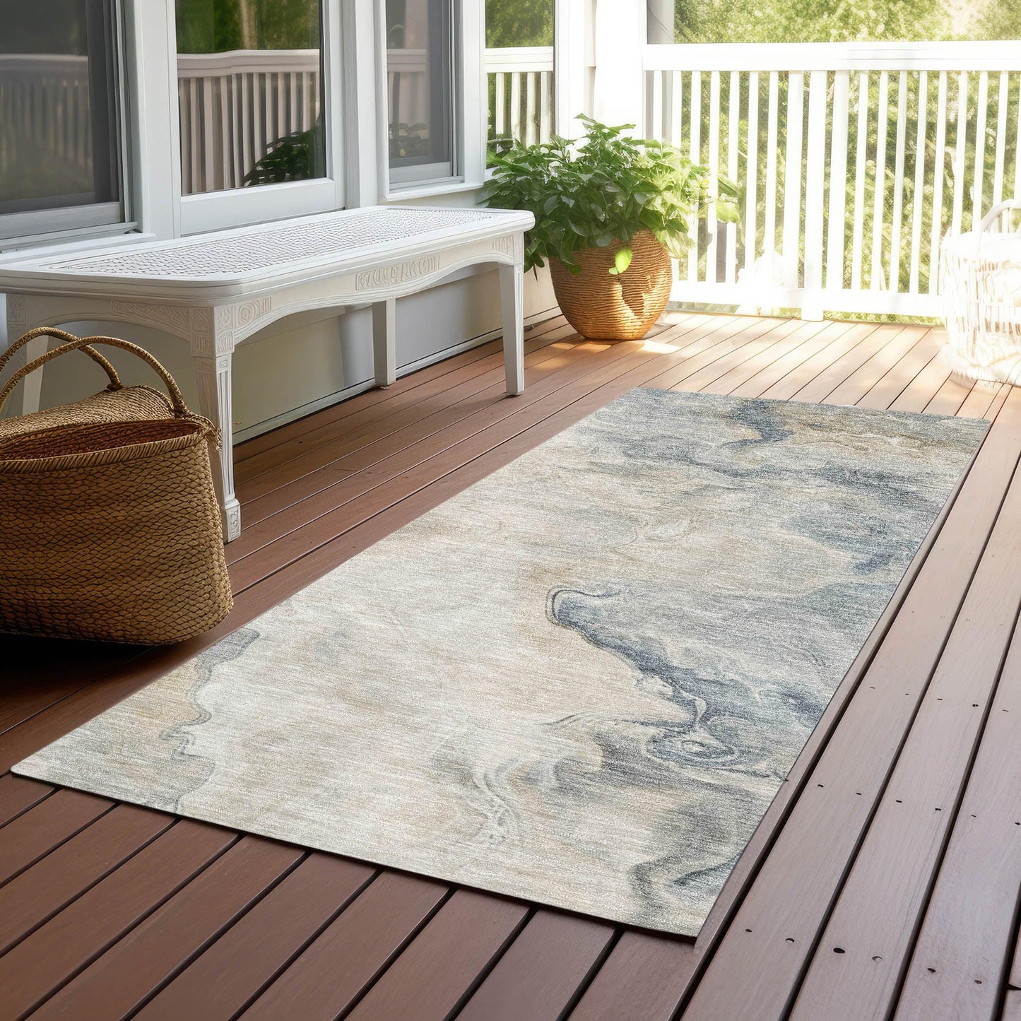 Caelanor Brown Washable Indoor - Outdoor Rug - LOOMLAN - LOOMLAN Rugs - Outdoor Rugs