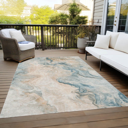 Caelanor Teal Washable Indoor - Outdoor Rug - LOOMLAN - LOOMLAN Rugs - Outdoor Rugs