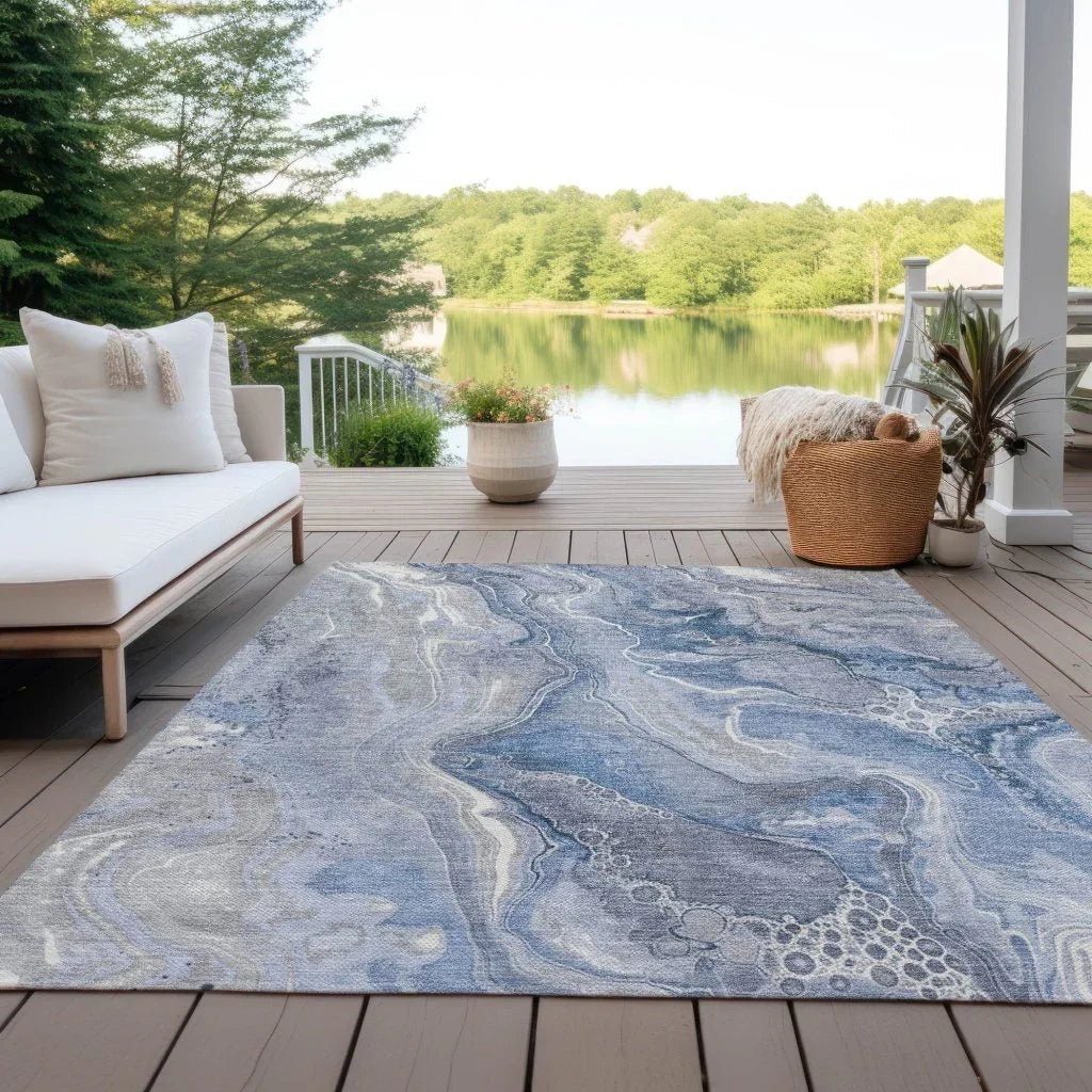 Caelara Blue Washable Indoor - Outdoor Rug - LOOMLAN - LOOMLAN Rugs - Outdoor Rugs