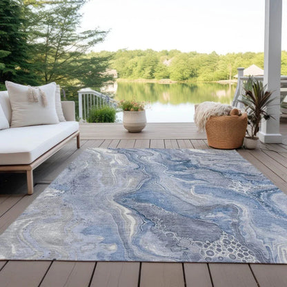 Caelara Blue Washable Indoor - Outdoor Rug - LOOMLAN - LOOMLAN Rugs - Outdoor Rugs