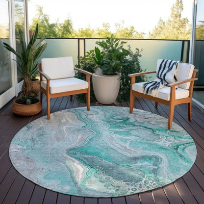 Caelara Teal Washable Indoor - Outdoor Rug - LOOMLAN - LOOMLAN Rugs - Outdoor Rugs