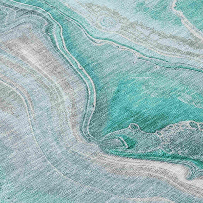 Caelara Teal Washable Indoor - Outdoor Rug - LOOMLAN - LOOMLAN Rugs - Outdoor Rugs