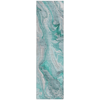 Caelara Teal Washable Indoor - Outdoor Rug - LOOMLAN - LOOMLAN Rugs - Outdoor Rugs