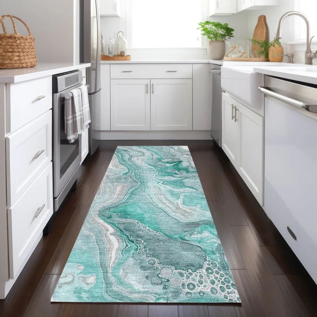 Caelara Teal Washable Indoor - Outdoor Rug - LOOMLAN - LOOMLAN Rugs - Outdoor Rugs