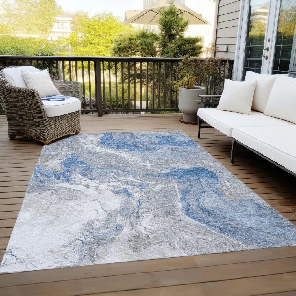Caelaris Blue Washable Indoor - Outdoor Rug - LOOMLAN - LOOMLAN Rugs - Outdoor Rugs