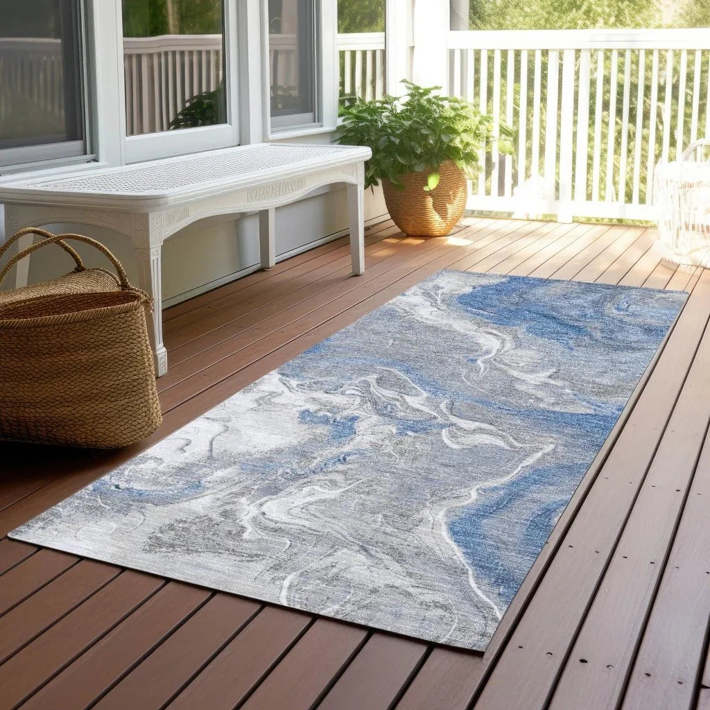 Caelaris Blue Washable Indoor - Outdoor Rug - LOOMLAN - LOOMLAN Rugs - Outdoor Rugs