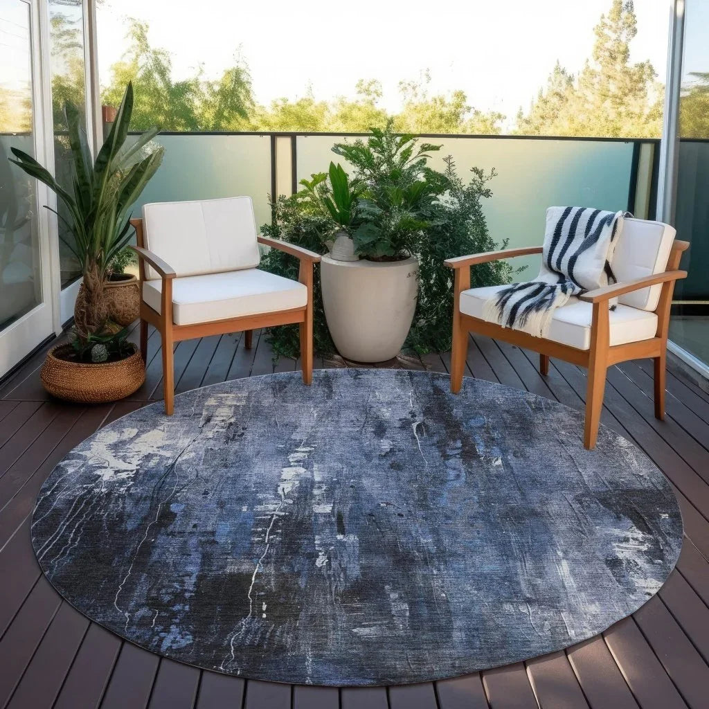 Caelion Blue Washable Indoor - Outdoor Rug - LOOMLAN - LOOMLAN Rugs - Outdoor Rugs