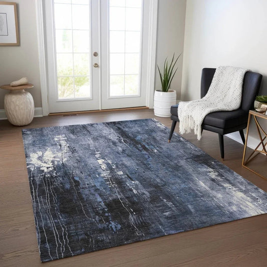 Caelion Blue Washable Indoor - Outdoor Rug - LOOMLAN - LOOMLAN Rugs - Outdoor Rugs