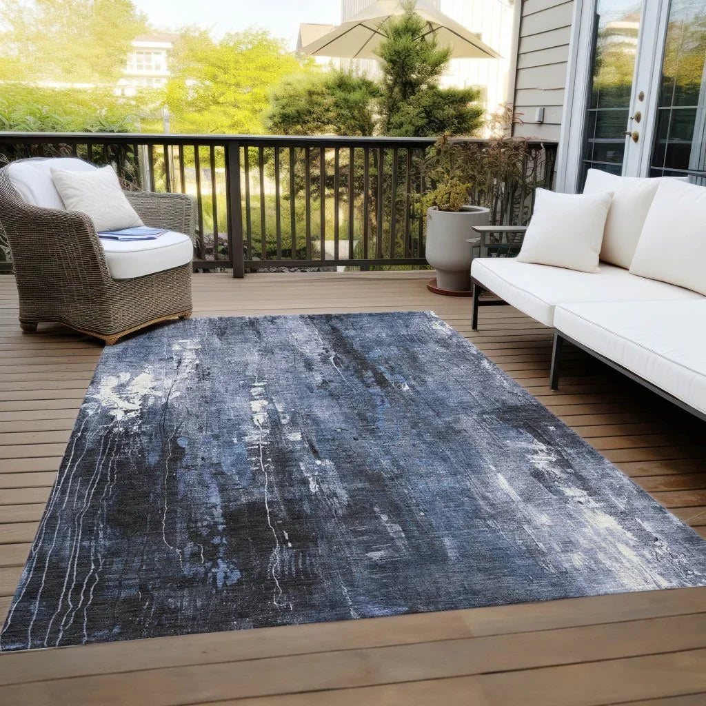 Caelion Blue Washable Indoor - Outdoor Rug - LOOMLAN - LOOMLAN Rugs - Outdoor Rugs