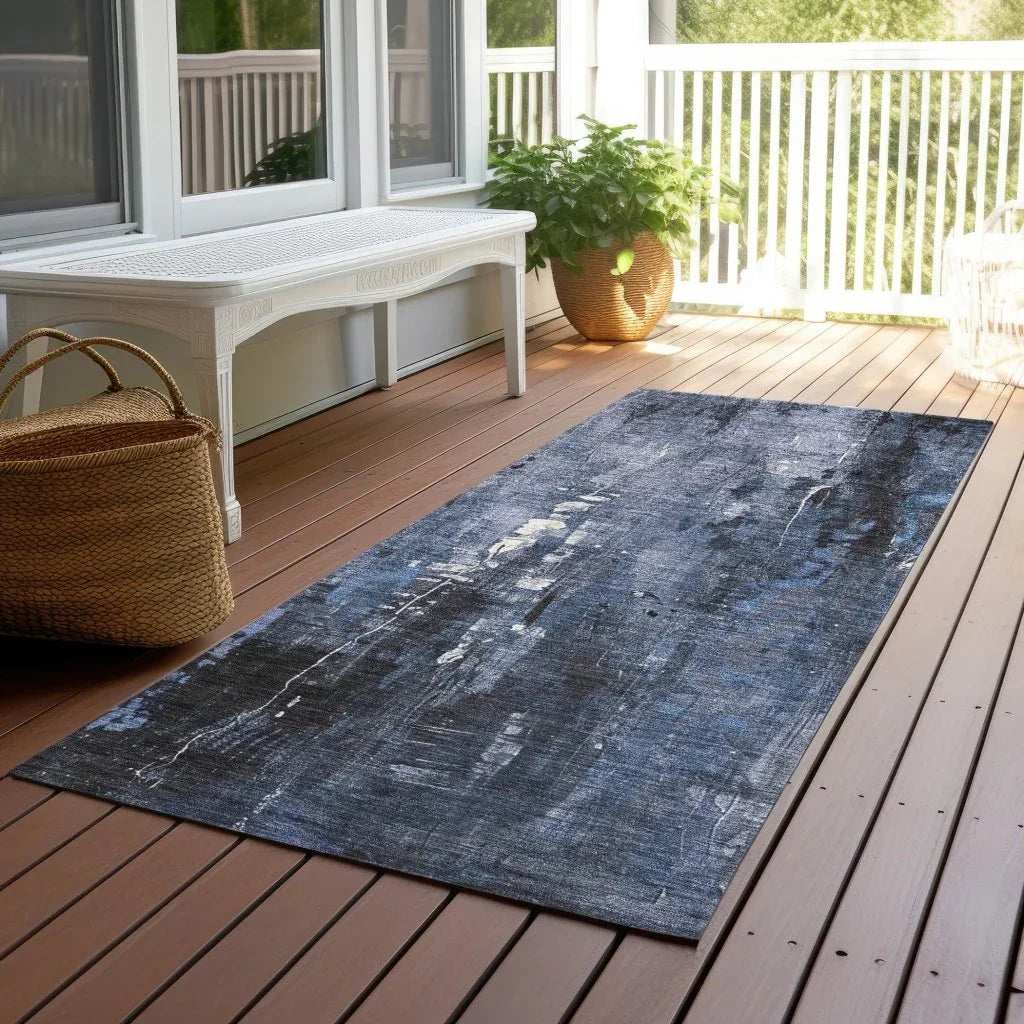 Caelion Blue Washable Indoor - Outdoor Rug - LOOMLAN - LOOMLAN Rugs - Outdoor Rugs